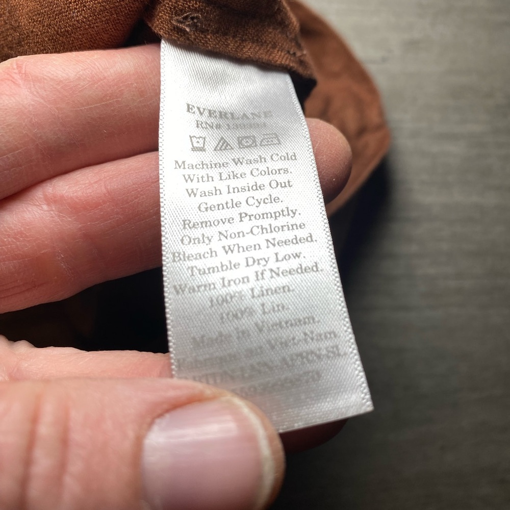 EUC Everlane Rust Brown Button-Front 100% Linen Pucnic Top Camisole Square Neck - Picture 5 of 8